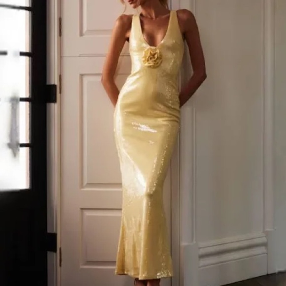 Meshki Yellow Sequin Maxi Dress